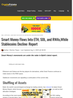 Smart Money Flows Into ETH, SOL, and RWAs,While Stablecoins Decline: Report