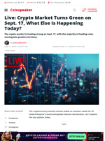 Live: Crypto Market Turns Green on Sept. 17, What Else Is Happening Today? - Coinspeaker