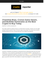 BullZilla Presale Leads as the Best Crypto to Buy Today While Chainlink Climbs and Cronos Builds Momentum