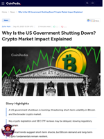 Why Is the US Government Shutting Down? Crypto Market Impact Explained