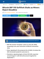 Bitcoin BIP 110 Softfork Stalls as Miners Reject Deadline - Crypto News Flash