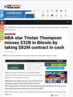 NBA star Tristan Thompson misses $32B in Bitcoin by taking $82M contract in cash - The Crypto News Wire