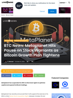 BTC News: Metaplanet Hits Pause on Stock Warrants as Bitcoin Growth Plan Tightens | Live Bitcoin News