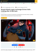 Sanctioned Crypto Exchange Grinex Pauses Operations After $14 Million Hack