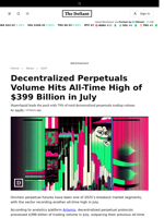 Decentralized Perpetuals Volume Hits All-Time High of $399 Billion in July - 