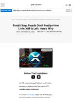 Pundit Says People Don’t Realize How Little XRP is Left, Here’s Why