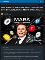 Elon Musk's X Launches Smart Cashtags for BTC, ETH, XRP, DOGE, MSTR, COIN, Others