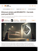 Ethereum whales add $19.8M ETH - Can bulls push past $2,175? - AMBCrypto
