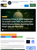 Cardano Price In 2026 Expected To Crash Over 50% As OnChain Data Shows Wales Backing New PAyFi Altcoin Remittix | Live Bitcoin News
