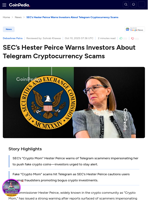 SEC’s Hester Peirce Warns Investors About Telegram Cryptocurrency Scams