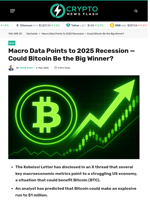 Macro Data Points to 2025 Recession — Could Bitcoin Be the Big Winner?