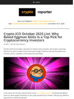 Crypto ICO October 2025 List: Why Based Eggman $GGs Is a Top Pick for Cryptocurrency Investors