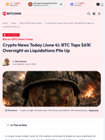 Crypto News Today (June 4): BTC Taps $61K Overnight as Liquidations Pile Up - 99Bitcoins