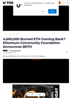 4,600,000 Burned ETH Coming Back? Ethereum Community Foundation Announces BETH - U.Today