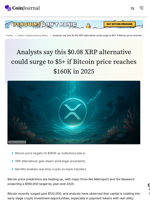 Analysts say this $0.08 XRP alternative could surge to $5+ if Bitcoin price reaches $160K in 2025 - CoinJournal