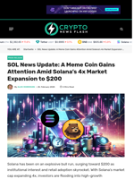 SOL News Update: A Meme Coin Gains Attention Amid Solana’s 4x Market Expansion to $200 - Crypto News Flash