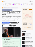 Saylor Strikes Again: Strategy Scoops Up $370M Worth of Bitcoin – Bitcoin News