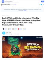Early AVAX and Hedera Investors Won Big: Now APEMARS Steals the Show as the Next Big Crypto with 11,700% ROI – Top Community-Driven Coin: Guest Post by DT News | CoinMarketCap