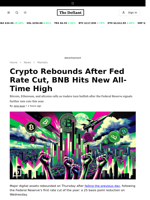 Crypto Rebounds After Fed Rate Cut, BNB Hits New All-Time High - 