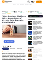 Talos Bolsters Platform With Acquisition of Crypto Data Provider Coin Metrics – Crypto News Bitcoin News