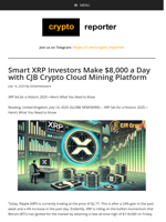 Smart XRP Investors Make $8,000 a Day with CJB Crypto Cloud Mining Platform
