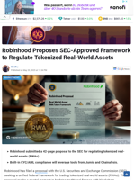 Robinhood Proposes SEC-Approved Framework to Regulate Tokenized Real-World Assets