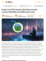 Stage 13 of ETH-based Little Pepe presale crosses $28.16M and 16.9B tokens sold - AMBCrypto