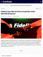 Fidelity Says Bitcoin Price Could Rise After $80,000 Breakout