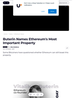 Buterin Names Ethereum's Most Important Property - U.Today
