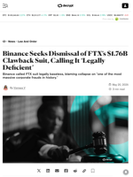 Binance Seeks Dismissal of FTX’s $1.76B Clawback Suit, Calling It ‘Legally Deficient’ - Decrypt