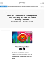 Shiba Inu Team Hints at Asia Expansion, Says Price May Be Down but Global Building Continues