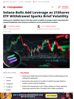 Solana Bulls Add Leverage as 21Shares ETF Withdrawal Sparks Brief Volatility - Coinspeaker