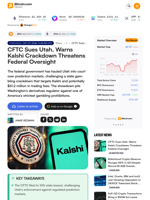 CFTC Sues Utah, Warns Kalshi Crackdown Threatens Federal Oversight