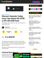 Ethereum's November Trading Frenzy: Spot Volume Hits $375B as ETFs Add $35B Punch