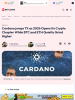 Cardano jumps 7% as 2026 Opens Its Crypto Chapter While BTC
and ETH Quietly Grind Higher
