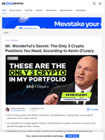 Shark Tank’s Kevin O’Leary Backs Just 3 Cryptos—Here’s Why