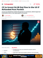 CZ to Invest $4.3B DoJ Fine in the US if Refunded Post Pardon - Coinspeaker