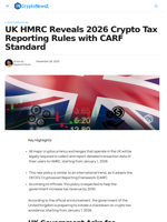 UK HMRC Reveals 2026 Crypto Tax Reporting Rules with CARF