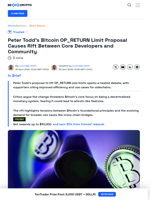 OP_RETURN Limit Debate: Peter Todd’s Proposal Stirs Tensions