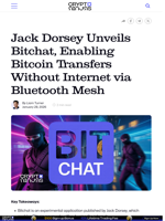 Jack Dorsey Unveils Bitchat, Enabling Bitcoin Transfers Without Internet via Bluetooth Mesh