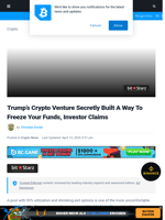 Trump's Crypto Venture Secretly Built A Way To Freeze Your Funds, Investor Claims