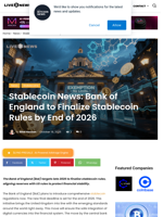 Stablecoin News: Bank of England to Finalize Stablecoin Rules by End of 2026 | Live Bitcoin News
