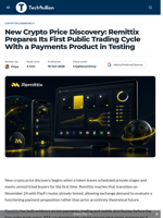 New Crypto Price Discovery: Remittix Prepares Its First Public Trading Cycle With a Payments Product in Testing - TechBullion