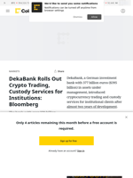 DekaBank Debuts Crypto Trading, Custody Services for Institutional Clients: Bloomberg
