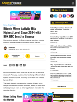 Bitcoin Miner Activity Hits Highest Level Since 2024 with 90K BTC Sent to Binance