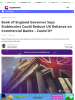 Bank of England Governor Says Stablecoins Could Reshape Banks