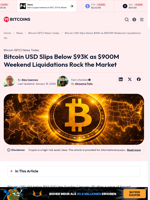 Bitcoin USD Slips Below $93K as $900M Weekend Liquidations Hit