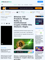 Bitwise CIO Predicts Mega Rally as Institutional Crypto FOMO Hits Historic Highs – Markets and Prices Bitcoin News