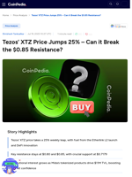 Tezos' XTZ Price Jumps 25% - Can it Break the $0.85 Resistance?