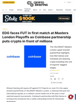 EDG faces FUT in first match at Masters London Playoffs as Coinbase partnership puts crypto in front of millions